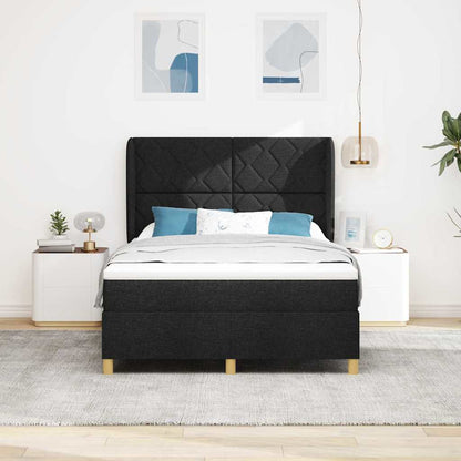 vidaXL Boxspringbett mit Matratze Dunkelgrau 90x190 cm Schwarz Stoff