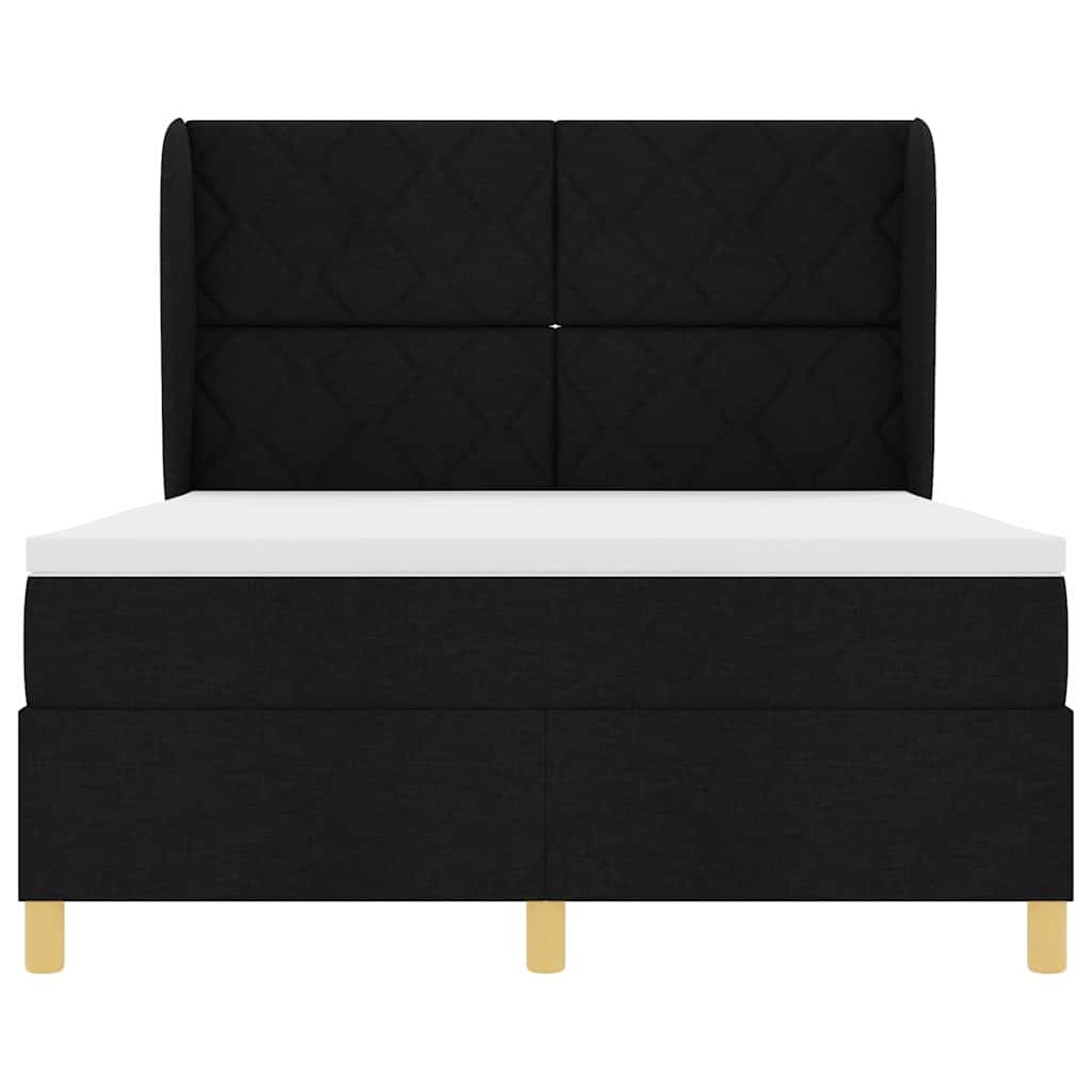vidaXL Boxspringbett mit Matratze Dunkelgrau 90x190 cm Schwarz Stoff