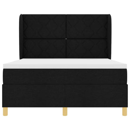vidaXL Boxspringbett mit Matratze Dunkelgrau 90x190 cm Schwarz Stoff