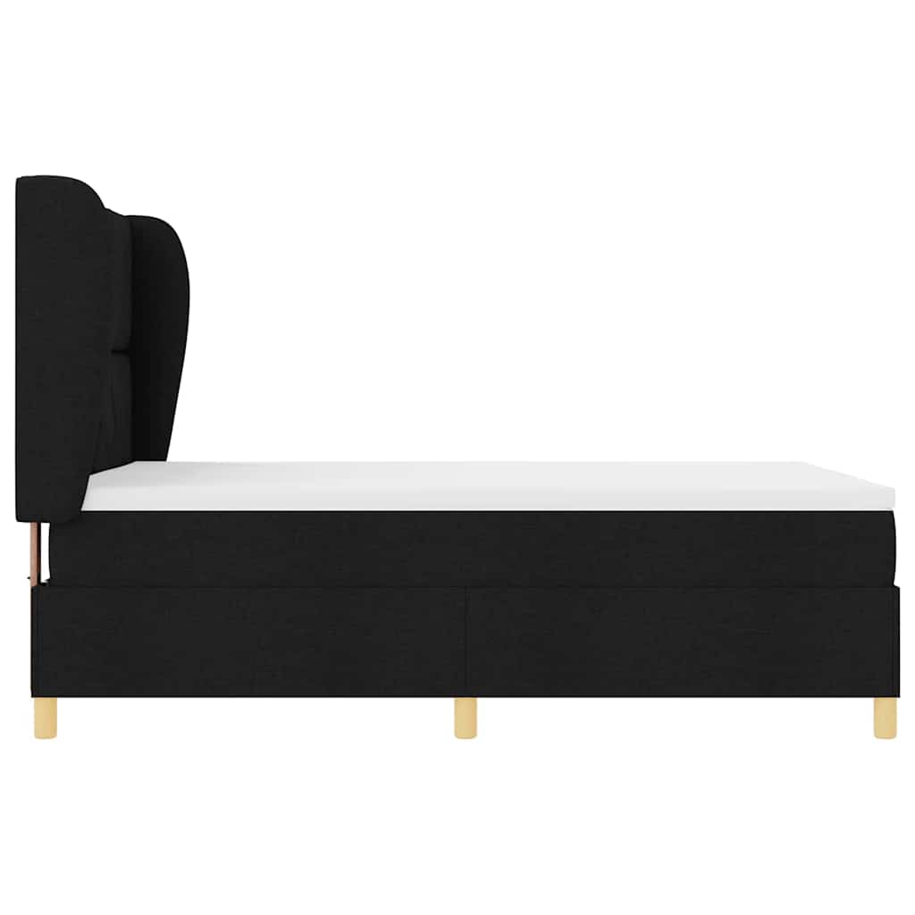 vidaXL Boxspringbett mit Matratze Dunkelgrau 90x190 cm Schwarz Stoff