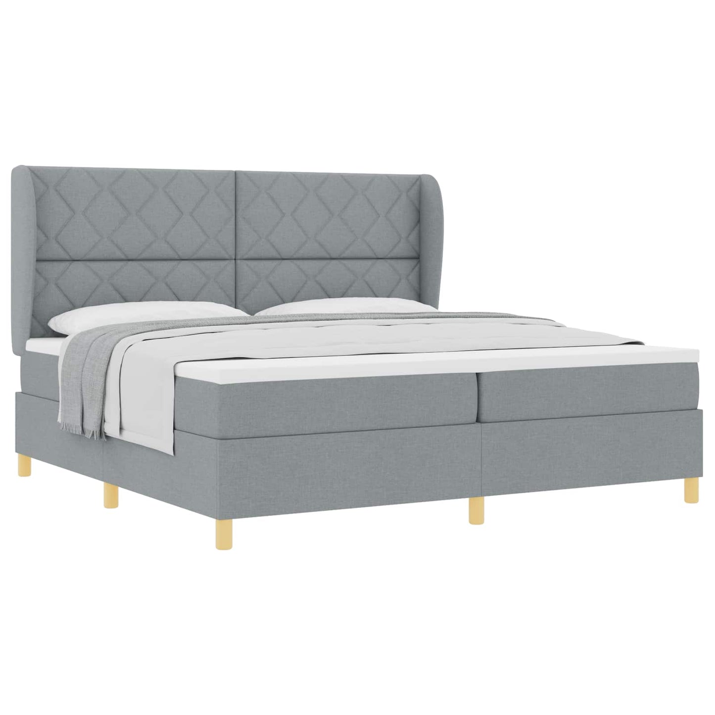 Boxspringbett mit Matratze Dunkelgrau 90x190 cm Hellgrau Stoff