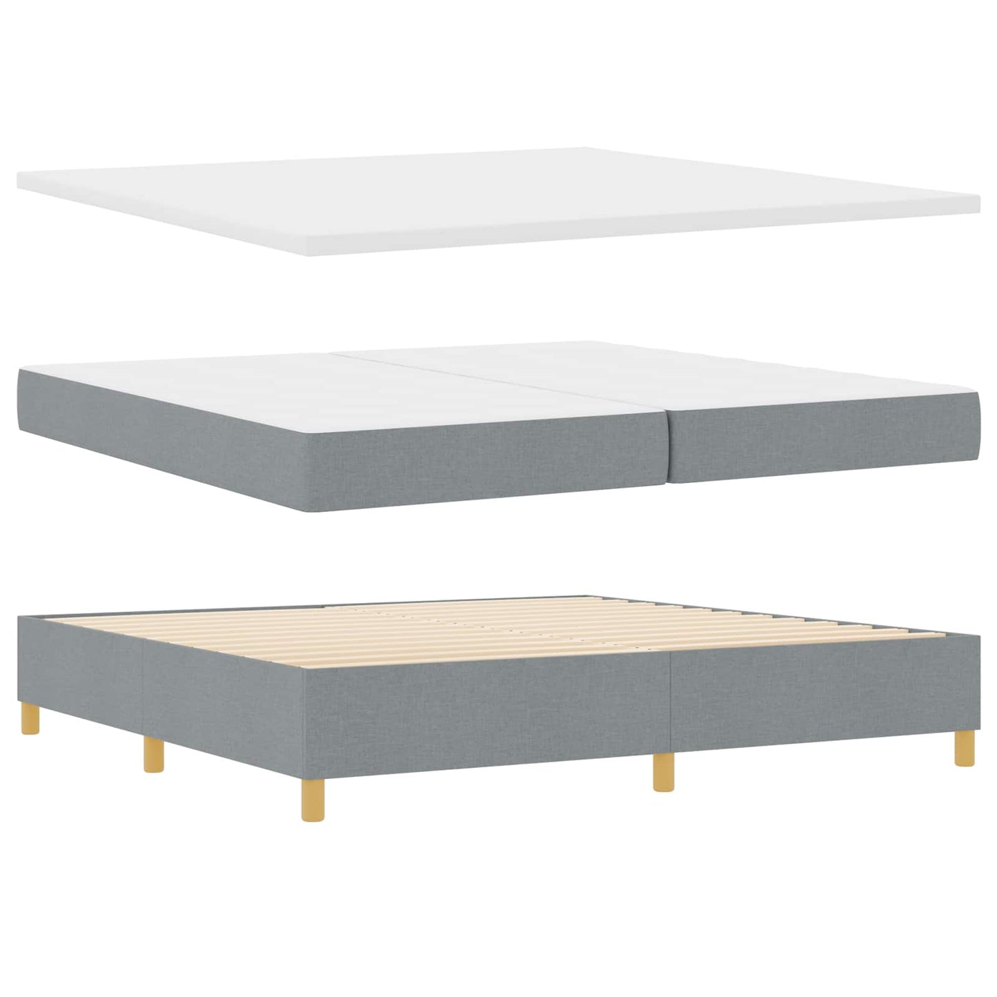 Boxspringbett mit Matratze Dunkelgrau 90x190 cm Hellgrau Stoff