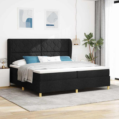Boxspringbett mit Matratze Dunkelgrau 90x190 cm Schwarz Stoff