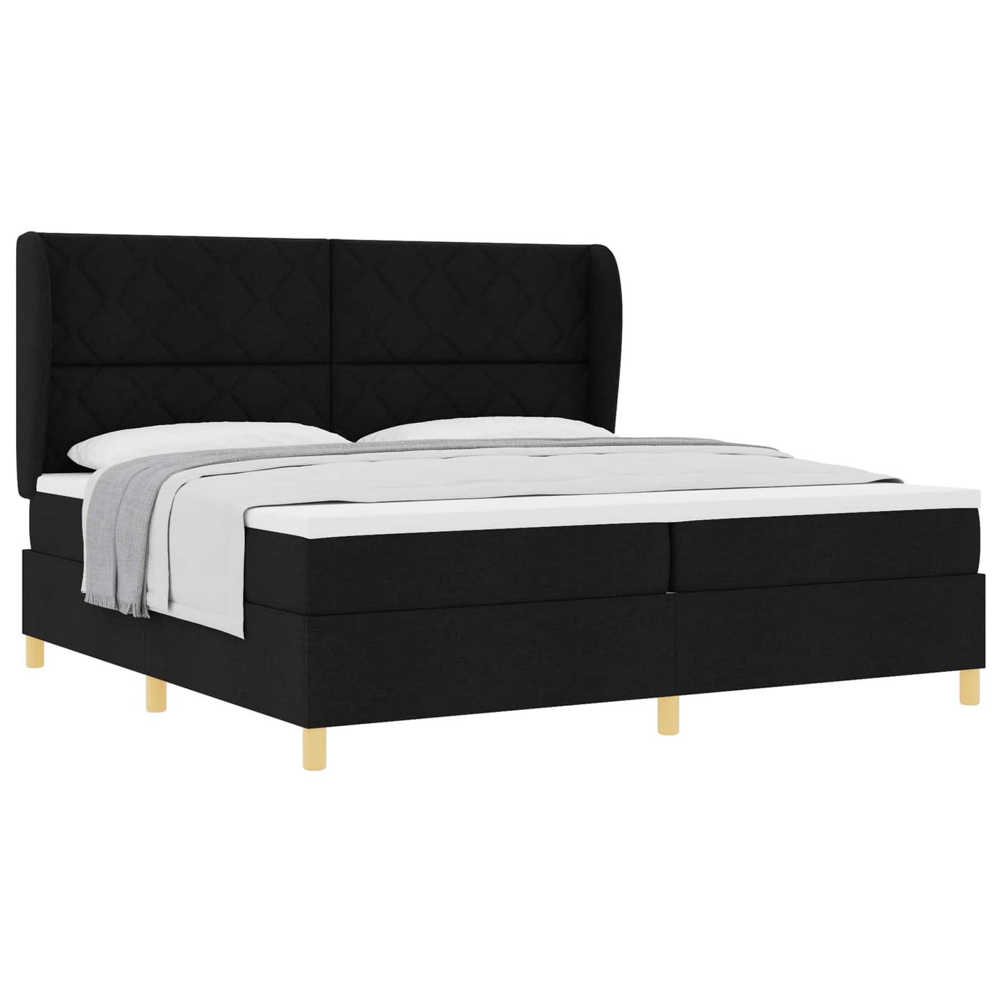 Boxspringbett mit Matratze Dunkelgrau 90x190 cm Schwarz Stoff
