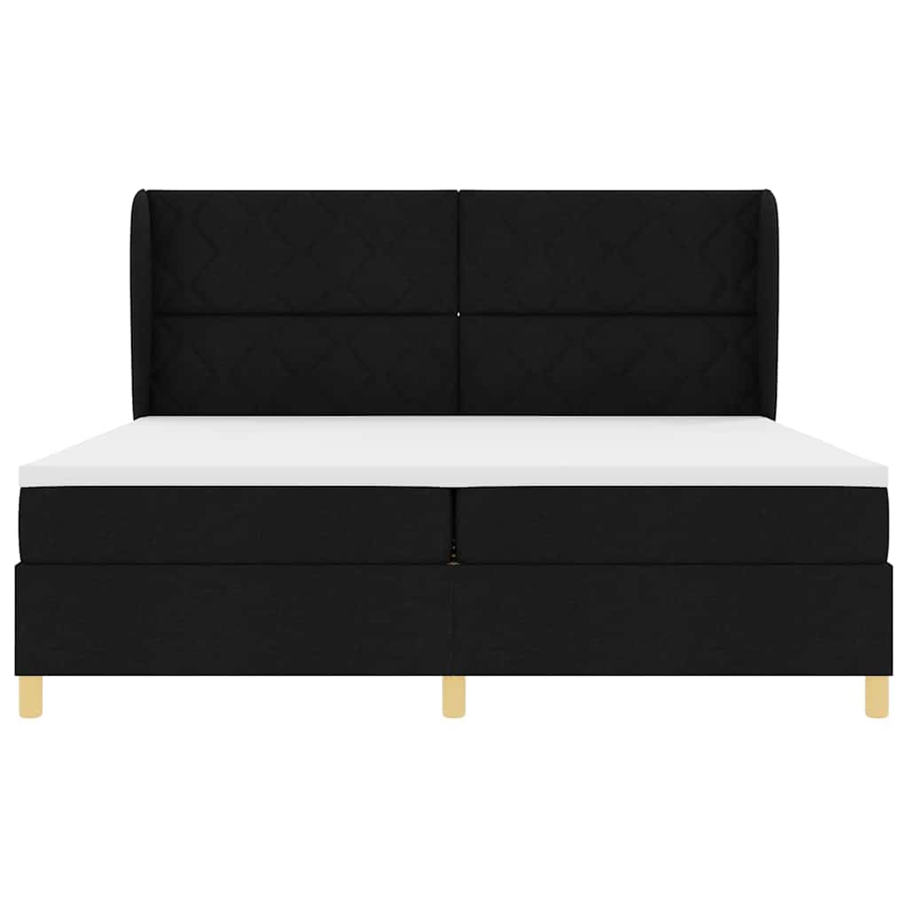 Boxspringbett mit Matratze Dunkelgrau 90x190 cm Schwarz Stoff