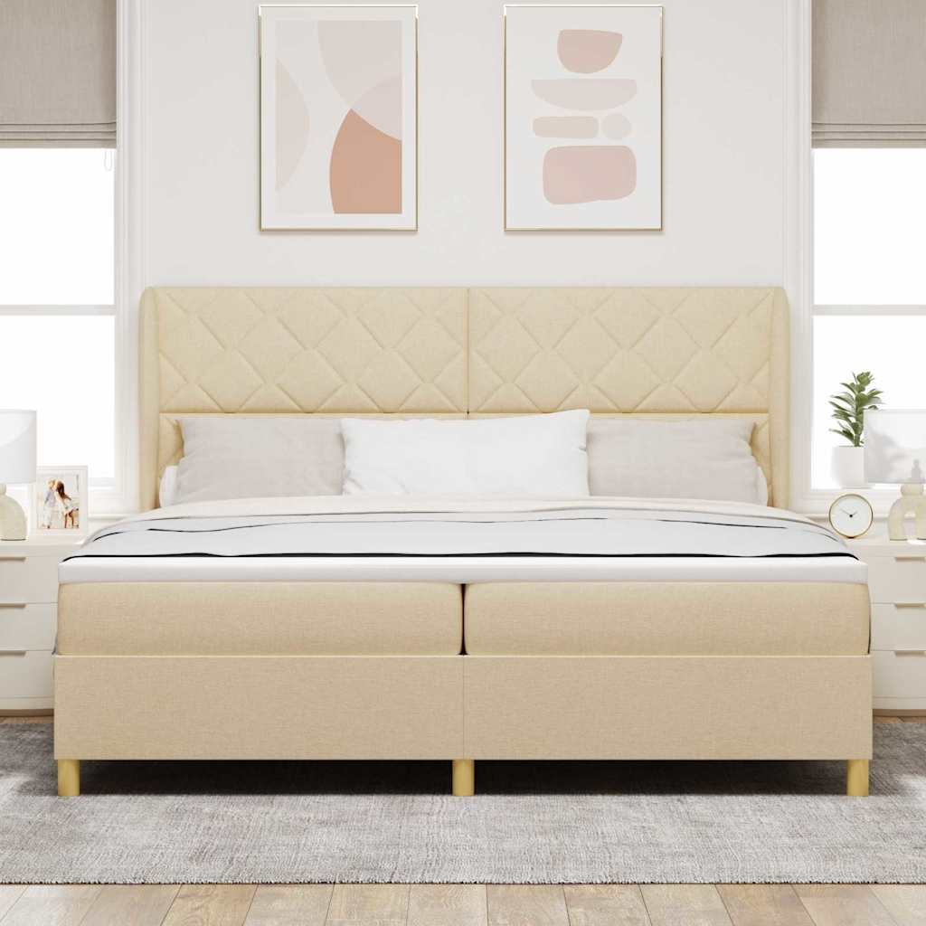 Boxspringbett mit Matratze Creme 200 x 200 cm Stoff