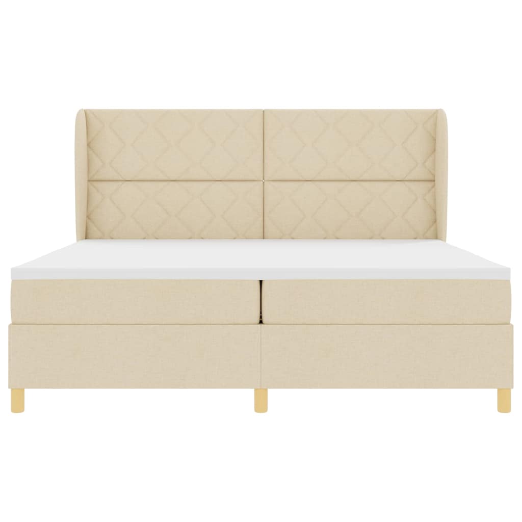 Boxspringbett mit Matratze Creme 200 x 200 cm Stoff