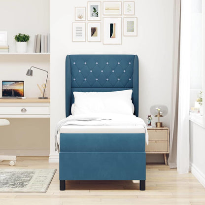 vidaXL Boxspringbett mit Matratze Dunkelblau 200 x 80 cm Polyester