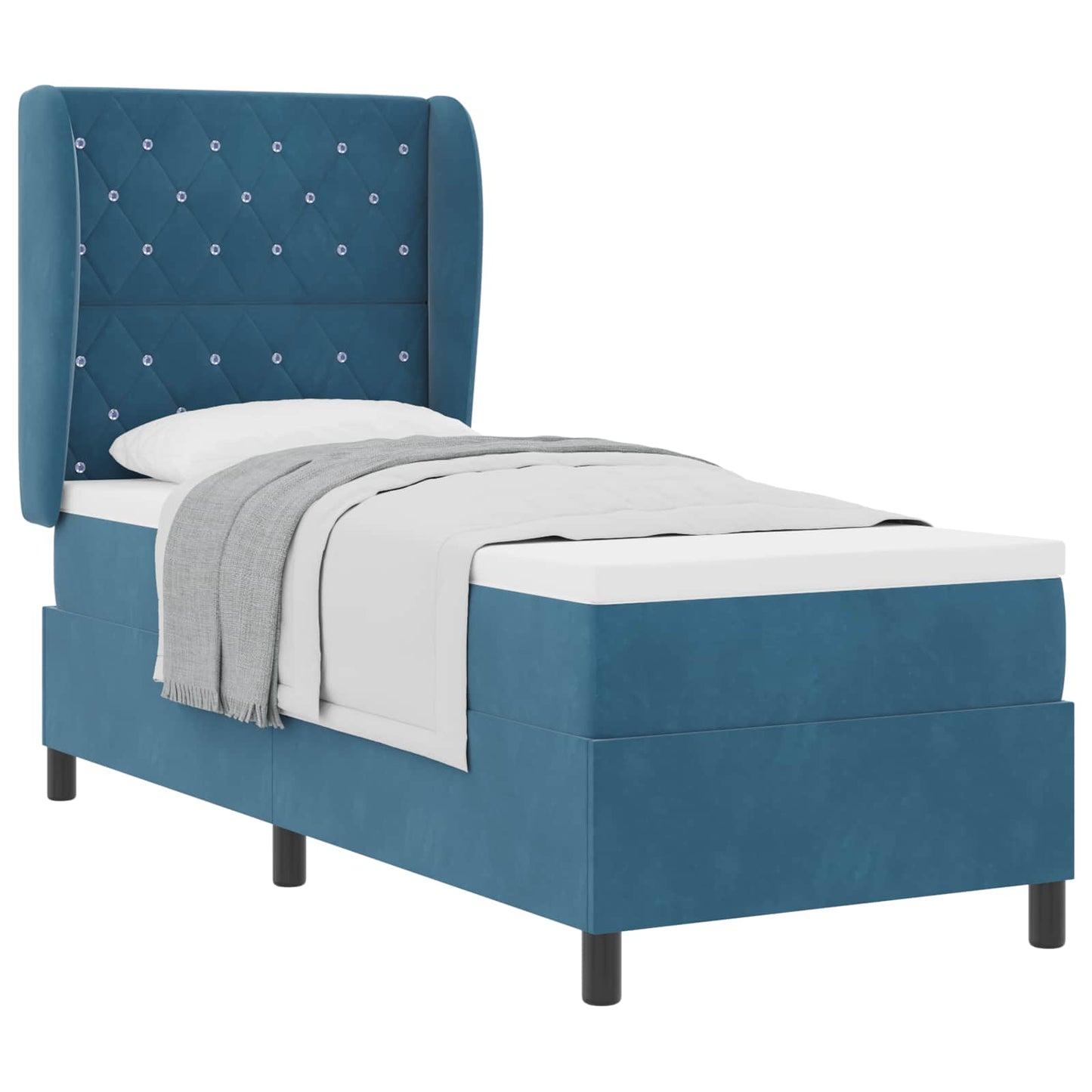 vidaXL Boxspringbett mit Matratze Dunkelblau 200 x 80 cm Polyester