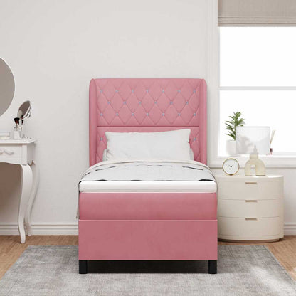 Boxspringbett mit Matratze Rosa 200 x 100 cm Polyester
