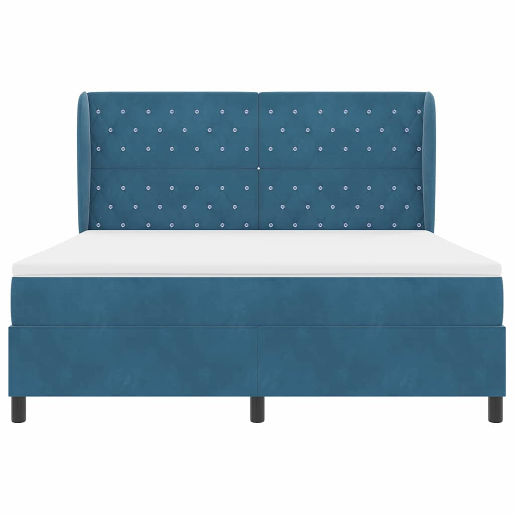 Boxspringbett mit Matratze Dunkelblau 200 x 180 cm Samt