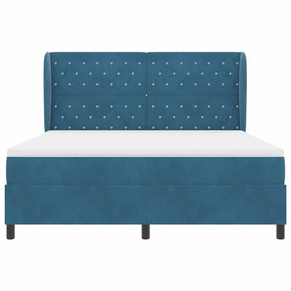 Boxspringbett mit Matratze Dunkelblau 200 x 180 cm Samt
