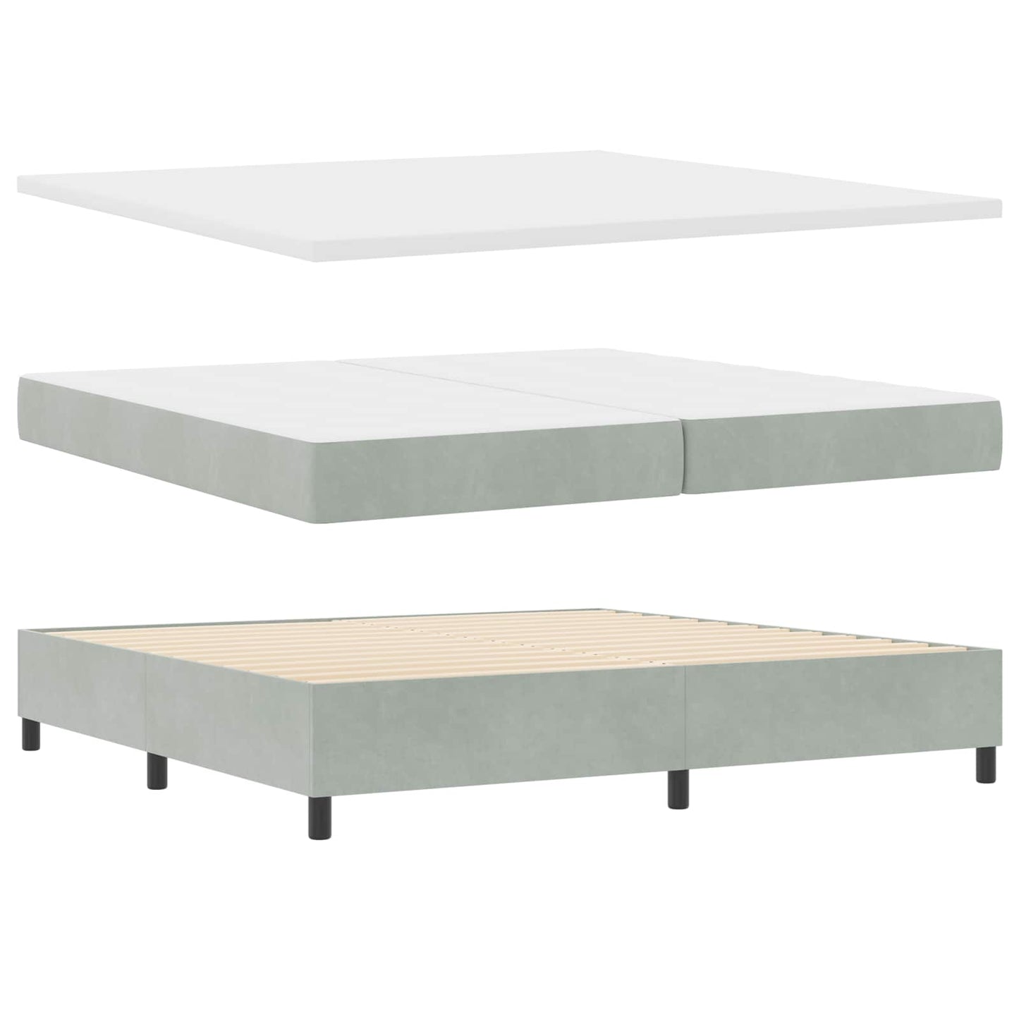 Boxspringbett mit Matratze Hellgrau 200 x 200 cm Polyester