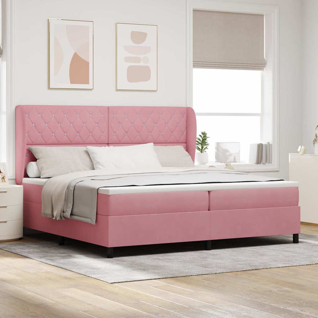 Boxspringbett mit Matratze mit Kopfteil Rosa 200 x 200 cm Samt