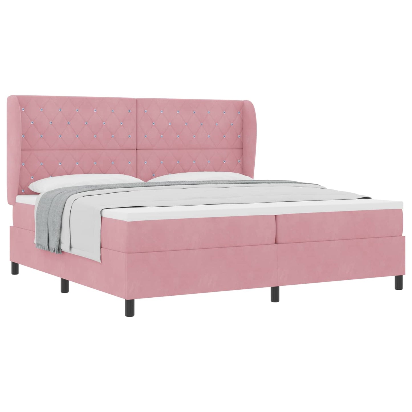 Boxspringbett mit Matratze mit Kopfteil Rosa 200 x 200 cm Samt