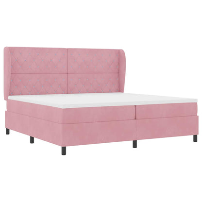 Boxspringbett mit Matratze mit Kopfteil Rosa 200 x 200 cm Samt