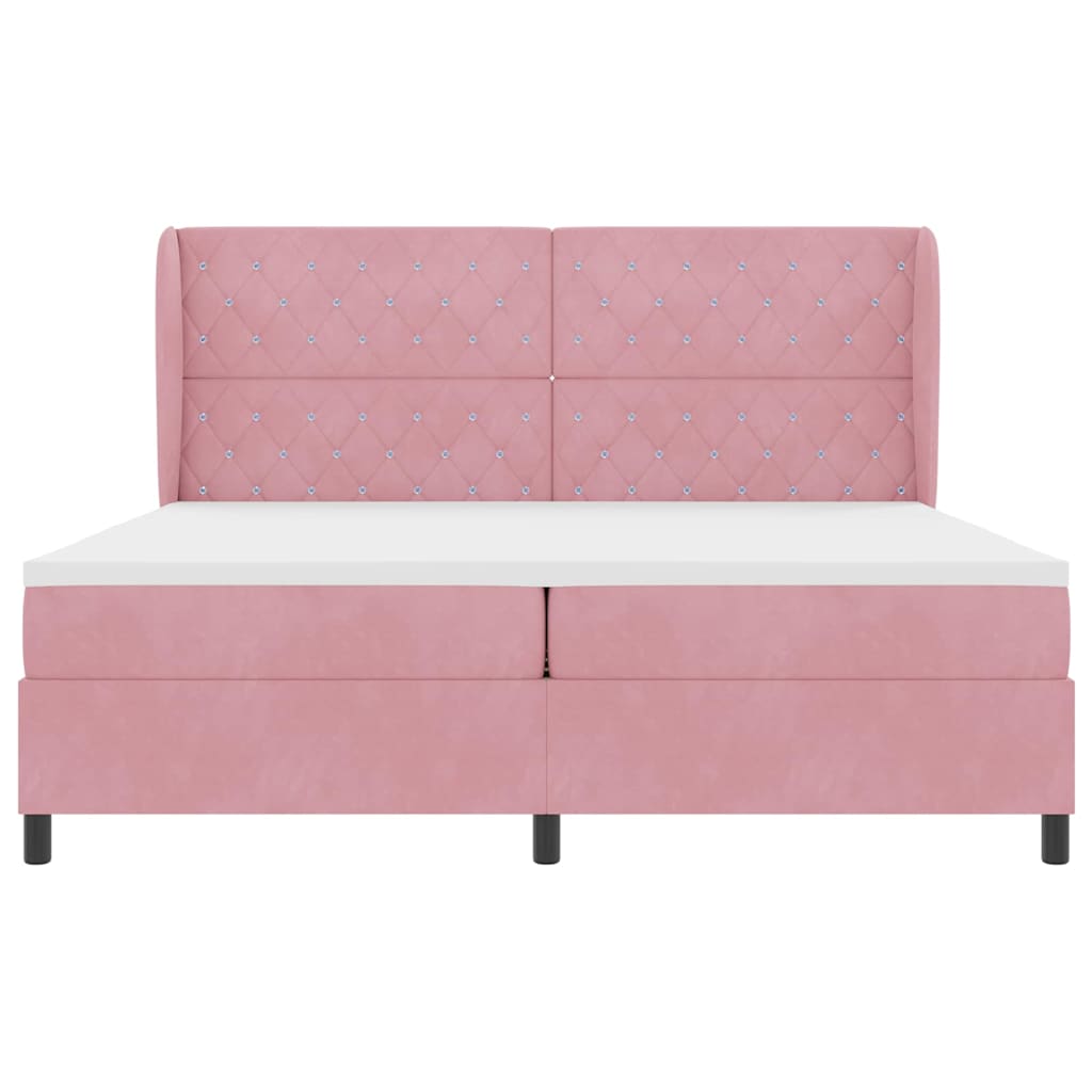 Boxspringbett mit Matratze mit Kopfteil Rosa 200 x 200 cm Samt