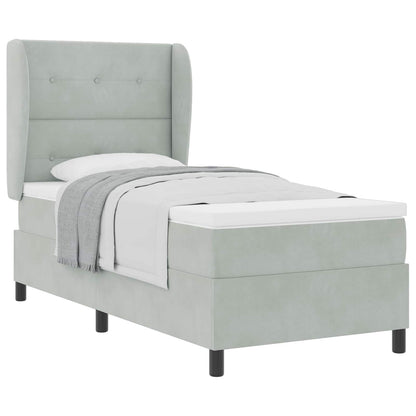 Boxspringbett mit Matratze Hellgrau 200 x 80 cm Polyester