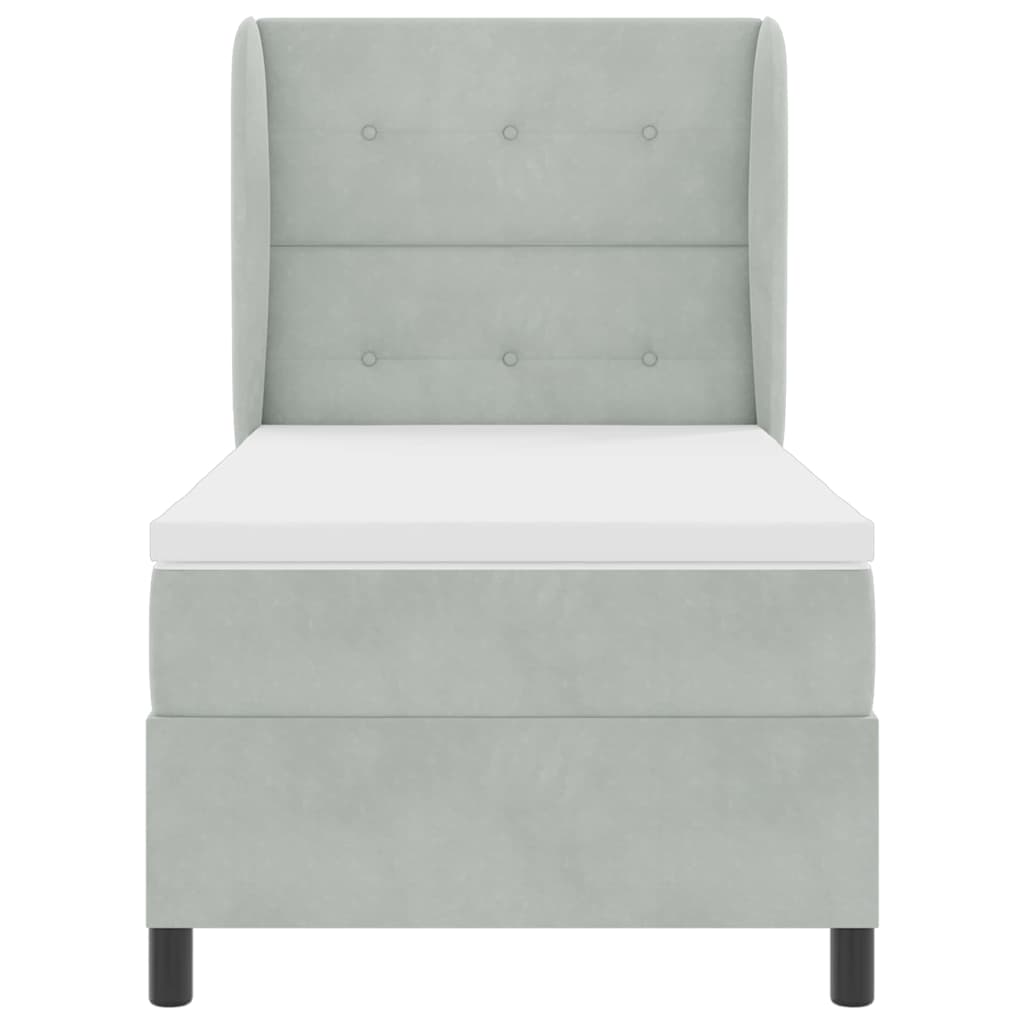 Boxspringbett mit Matratze Hellgrau 200 x 80 cm Polyester