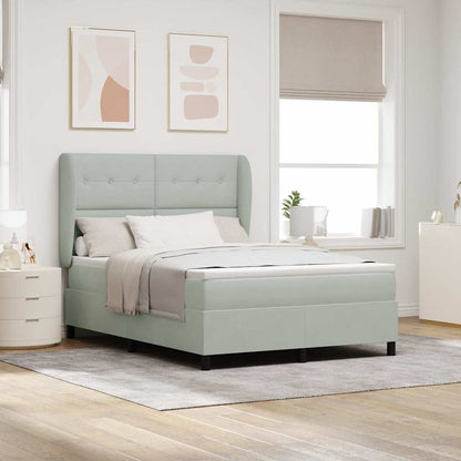 Boxspringbett mit Matratze Hellgrau 190 x 140 cm Samt