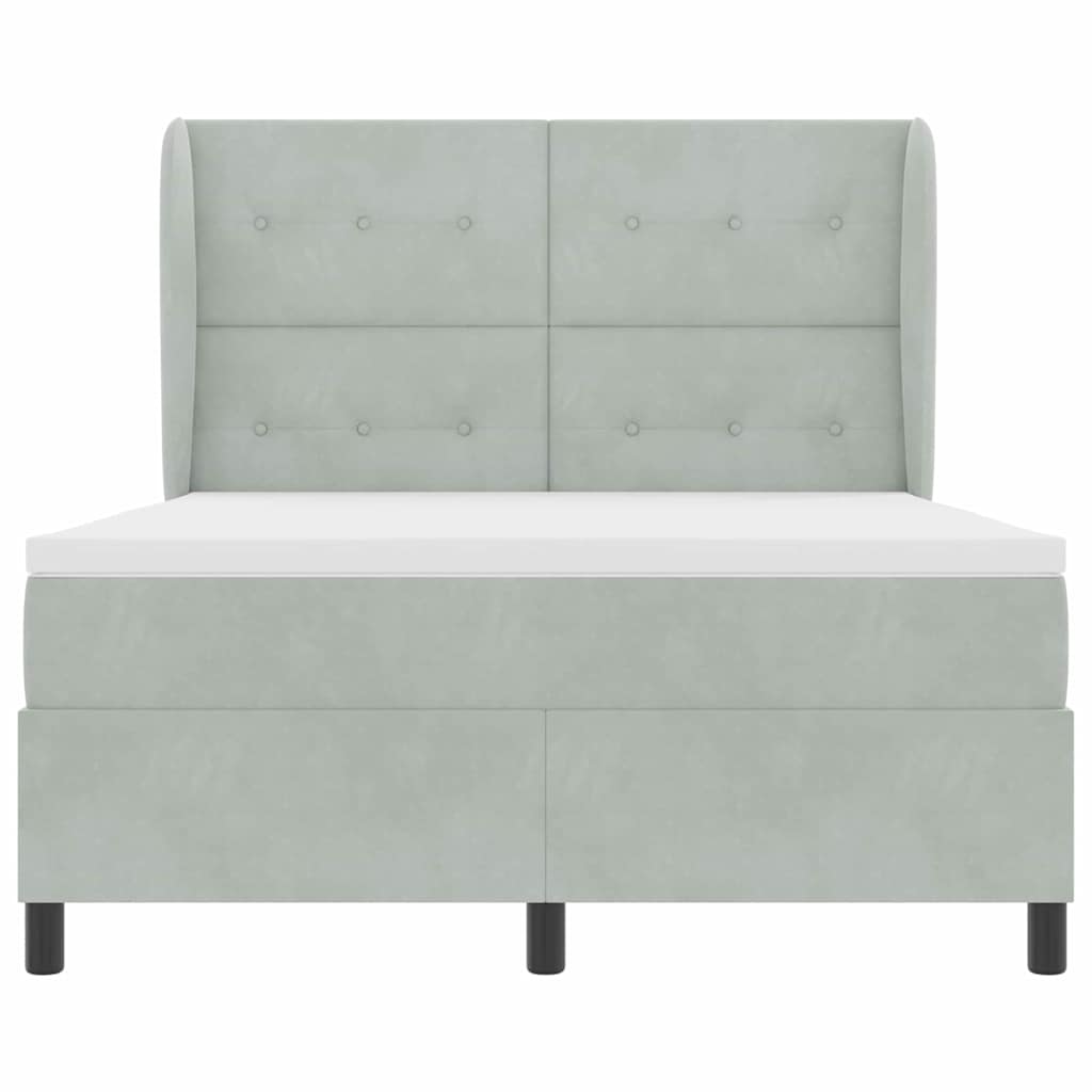 Boxspringbett mit Matratze Hellgrau 190 x 140 cm Samt