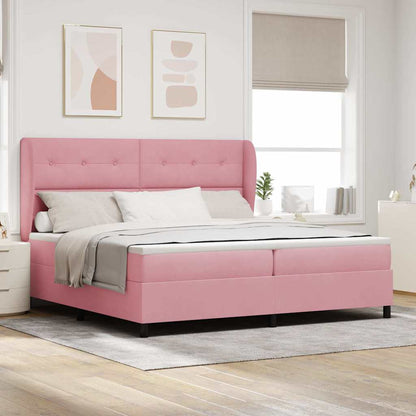Boxspringbett mit Matratze mit Kopfteil Rosa 200 x 200 cm Samt