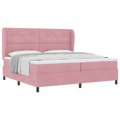 Boxspringbett mit Matratze mit Kopfteil Rosa 200 x 200 cm Samt