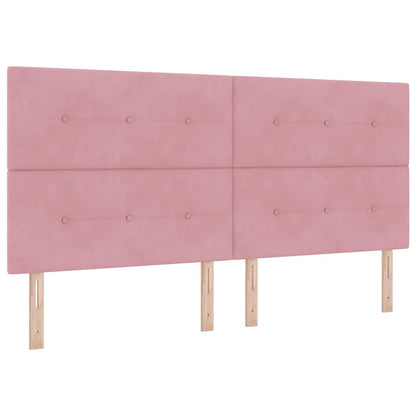 Boxspringbett mit Matratze mit Kopfteil Rosa 200 x 200 cm Samt