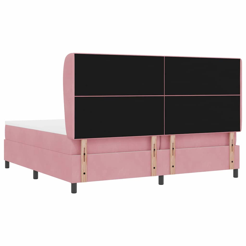 Boxspringbett mit Matratze mit Kopfteil Rosa 200 x 200 cm Samt