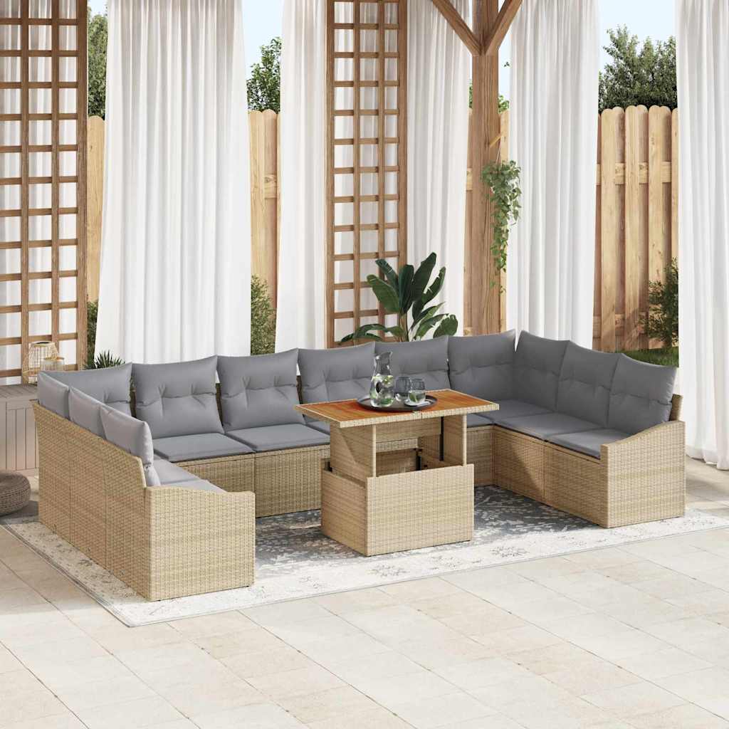 Garten Essgruppe mit Kissen 11 pcs Beige und Grau