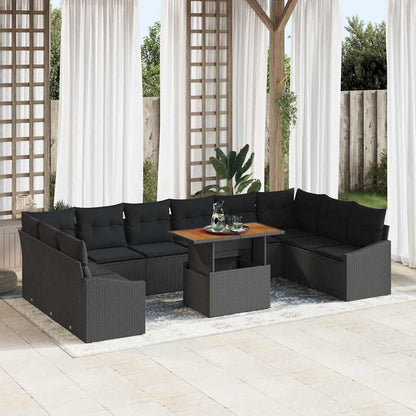 Garten Essgruppe mit Kissen 11 pcs Schwarz und Braun
