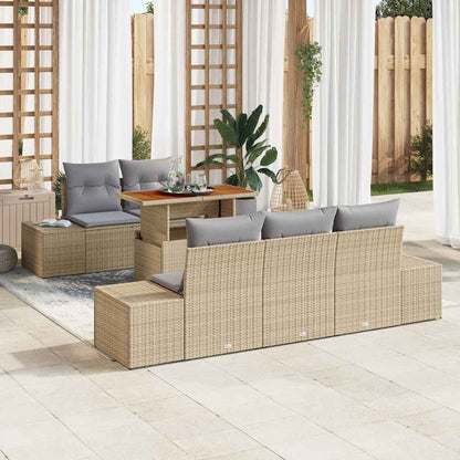 Garten Essgruppe mit Kissen 6 pcs Beige und Grau