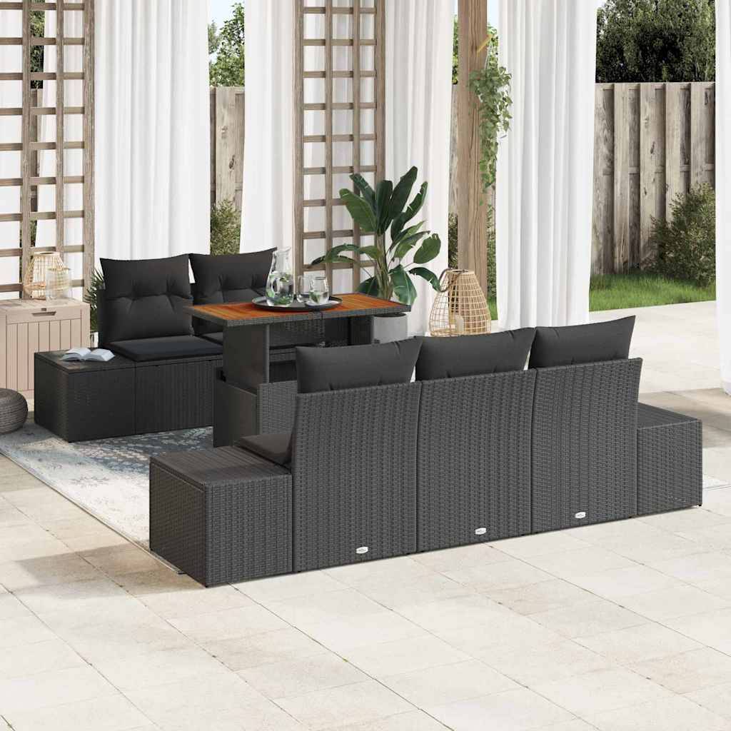 Garten Essgruppe mit Kissen 6 pcs Schwarz und Braun