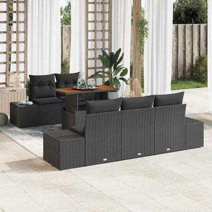 Garten Essgruppe mit Kissen 6 pcs Schwarz und Braun