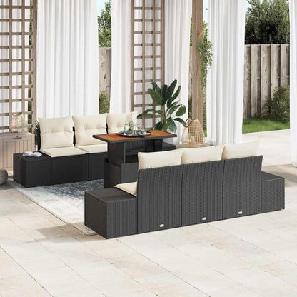 vidaXL Salon de jardin avec coussins 7 pcs Noir et crème