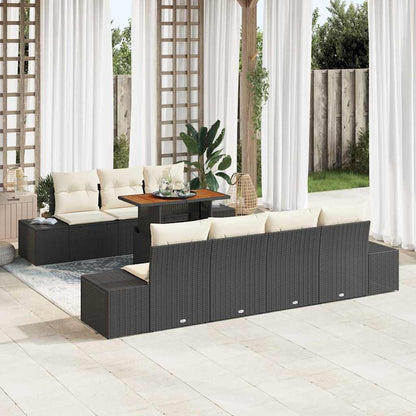 Garten Essgruppe mit Kissen 8 pcs Schwarz und Creme