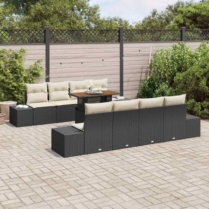 vidaXL Ensemble de salle à manger de jardin avec coussins 9 pcs Noir et crème