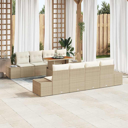 vidaXL Ensemble de salle à manger de jardin avec coussins 9 pcs Beige et Crème