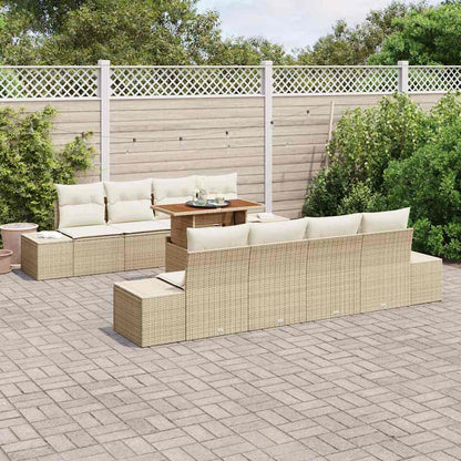 vidaXL Ensemble de salle à manger de jardin avec coussins 9 pcs Beige et Crème