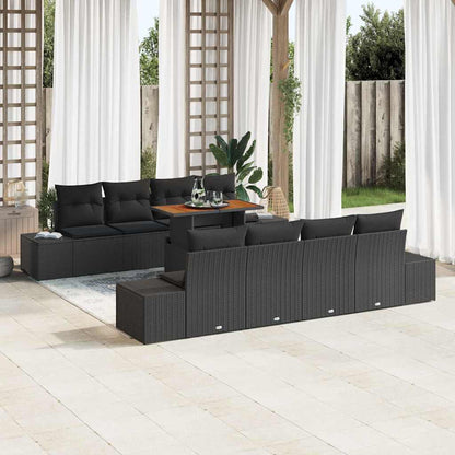 Garten Essgruppe mit Kissen 9 pcs Schwarz und Braun
