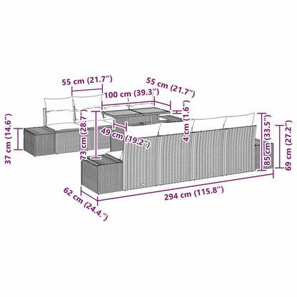 Garten Essgruppe mit Kissen 9 pcs Schwarz und Braun