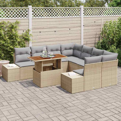 Garten Essgruppe mit Kissen 9 pcs Beige und Grau