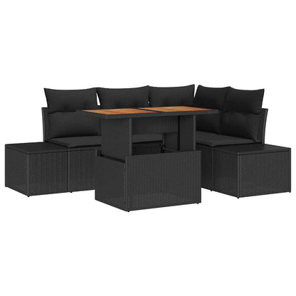 Garten-Sofa-Set mit Kissen mit Kissen 5 pcs Schwarz und Braun