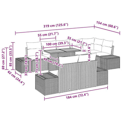 Garten Essgruppe mit Kissen 9 pcs Grau und Braun
