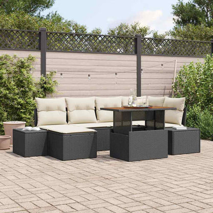 Garten Essgruppe mit Kissen 7 pcs Schwarz und Creme