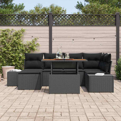 Garten Essgruppe mit Kissen 7 pcs Schwarz und Braun