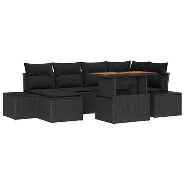 vidaXL Salle à manger de jardin avec coussins 7 pcs Noir et marron