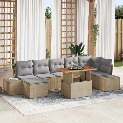 Garten-Sofa-Set mit Kissen 8 pcs Beige und Grau