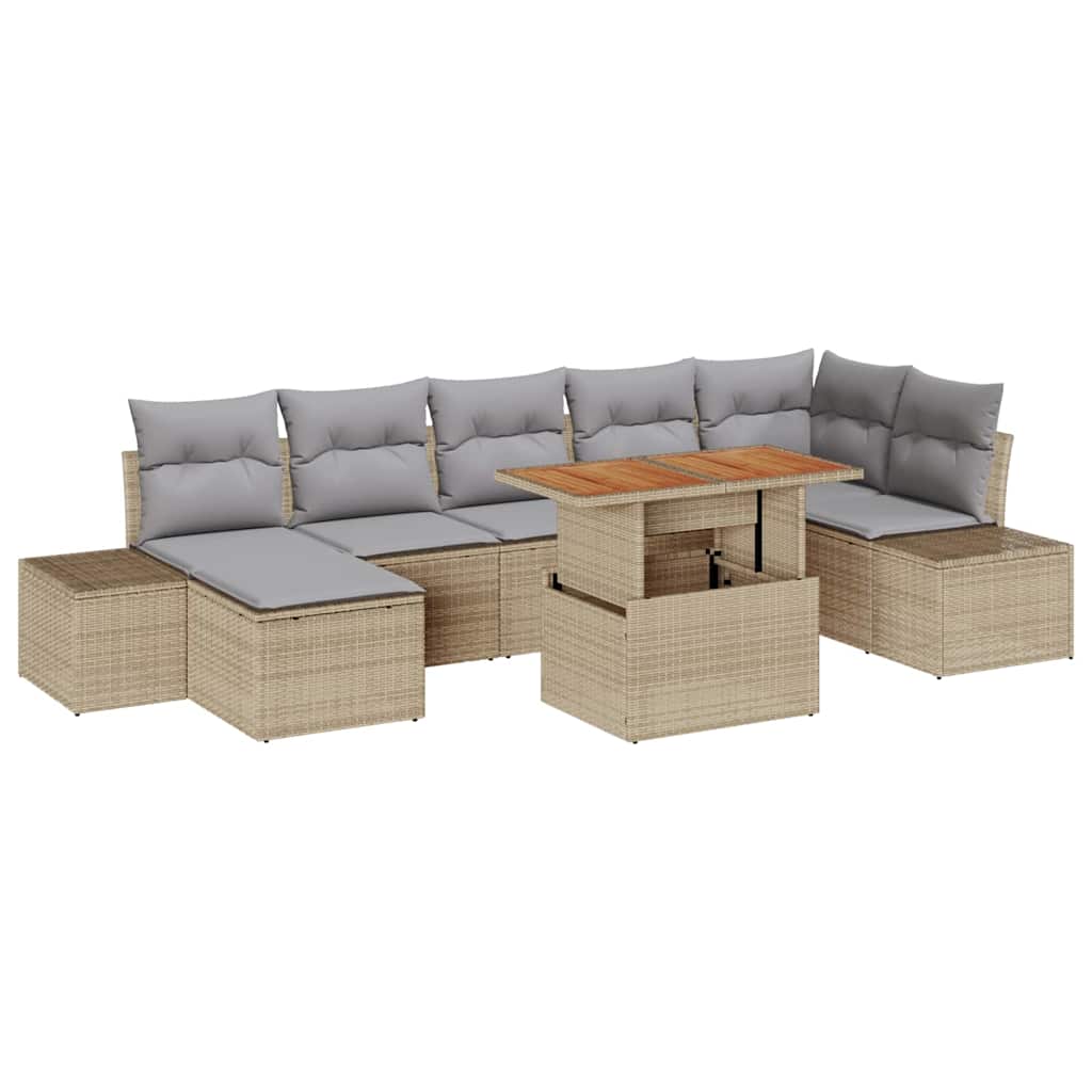 Garten-Sofa-Set mit Kissen 8 pcs Beige und Grau