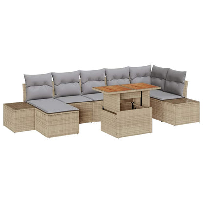 Garten-Sofa-Set mit Kissen 8 pcs Beige und Grau